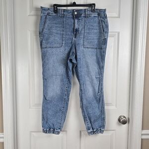 Torrid Relaxed Denim Joggers Parachute Pants Elastic Pockets Knee Pleat 18R Plus